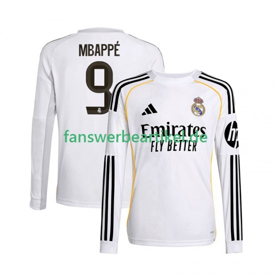 Kylian Mbappe 9 Trikot Real Madrid Herren Heimausrüstung 2025-2026 Langarm
