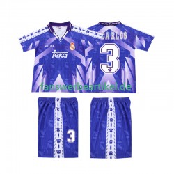 R CARLOS 3 Retro 1996-1997 Trikot Real Madrid Kinder Auswärtsausrüstung Kurzarm