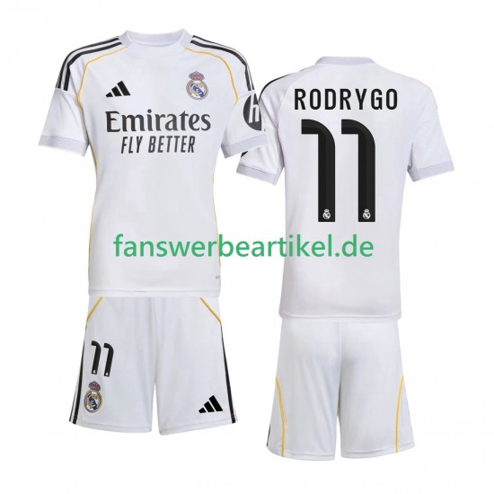 Rodrygo 11 Trikot Real Madrid Kinder Heimausrüstung 2025-2026 Kurzarm