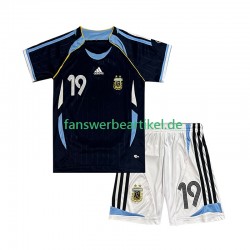 Lionel Messi 19 Retro Trikot Argentinien Kinder Auswärtsausrüstung 2006 Kurzarm
