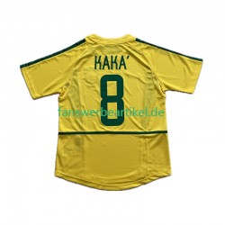 KAKA 8 Retro 2002 Trikot Brasilien Herren Heimausrüstung Kurzarm