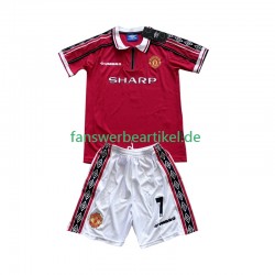 Beckham 7 Retro Trikot Manchester United Kinder Heimausrüstung 1998-1999 Kurzarm