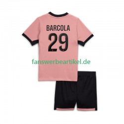 Bradley Barcola 29 Trikot Paris Saint-Germain Kinder Ausweich ausrüstung 2024-2025 Kurzarm