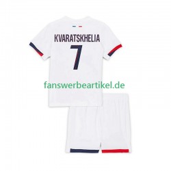 Khvicha Kvaratskhelia 7 Trikot Paris Saint-Germain Kinder Auswärtsausrüstung 2024-2025 Kurzarm