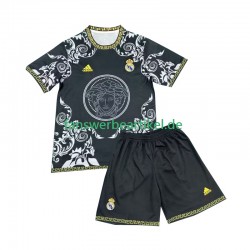 Versace Edition Trikot Real Madrid Kinder Heimausrüstung Schwarz 2024-2025 Kurzarm