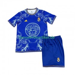 Versace Edition Trikot Real Madrid Kinder Heimausrüstung Blau 2024-2025 Kurzarm