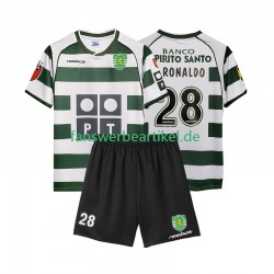 Cristiano Ronaldo 28 Retro 2001 2003 Trikot Sporting CP Kinder Heimausrüstung Kurzarm
