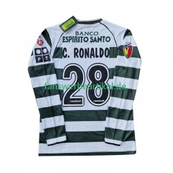 Cristiano Ronaldo 28 Retro 2001 2003 Trikot Sporting CP Herren Heimausrüstung Langarm