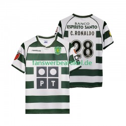 Cristiano Ronaldo 28 Retro 2001 2003 Trikot Sporting CP Herren Heimausrüstung Kurzarm
