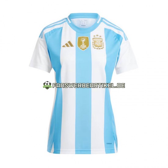 Copa America Trikot Argentinien Dame Heimausrüstung Blau Weiß 2024 Kurzarm