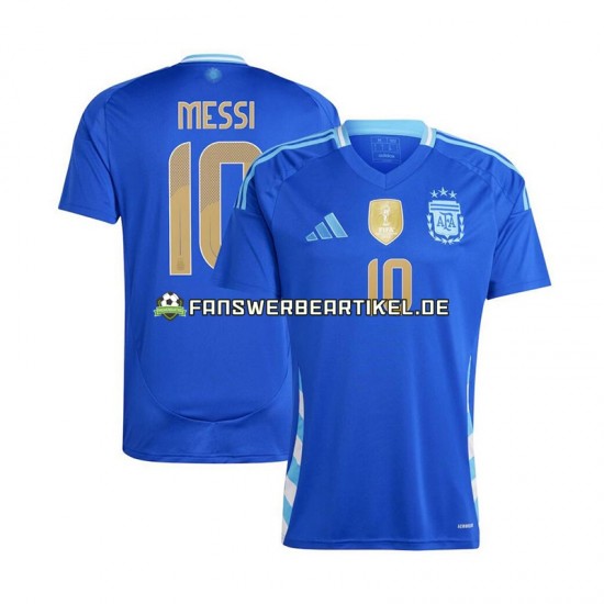 Lionel Messi 10 Copa America Trikot Argentinien Herren Auswärtsausrüstung Blau 2024 Kurzarm