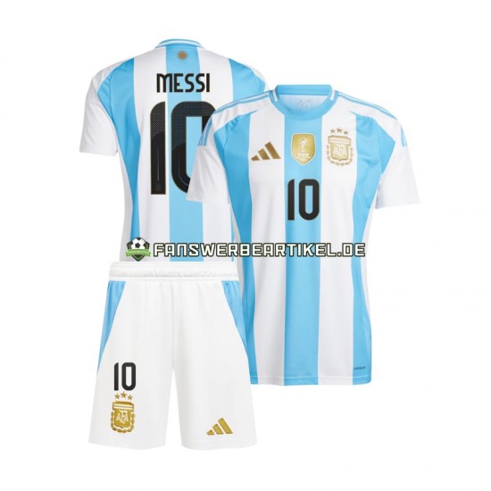 Lionel Messi 10 Copa America Trikot Argentinien Kinder Heimausrüstung Blau Weiß 2024 Kurzarm