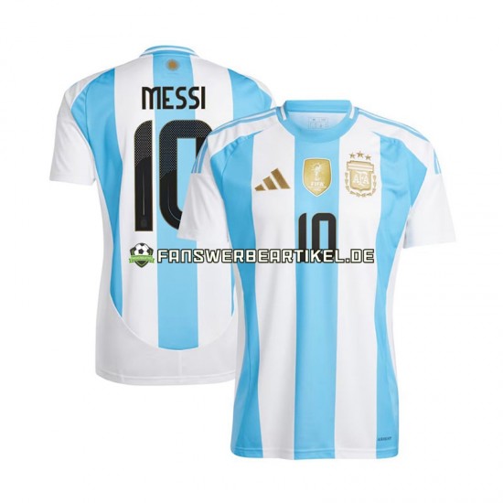 Lionel Messi 10 Copa America Trikot Argentinien Herren Heimausrüstung Blau Weiß 2024 Kurzarm