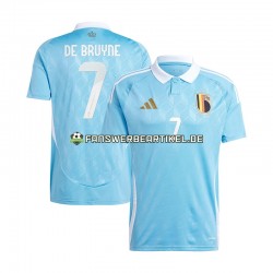 De Bruyne 7 Trikot Belgien Herren Auswärtsausrüstung Blau Euro 2024 Kurzarm