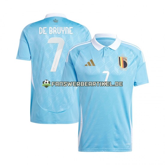 De Bruyne 7 Trikot Belgien Herren Auswärtsausrüstung Blau Euro 2024 Kurzarm