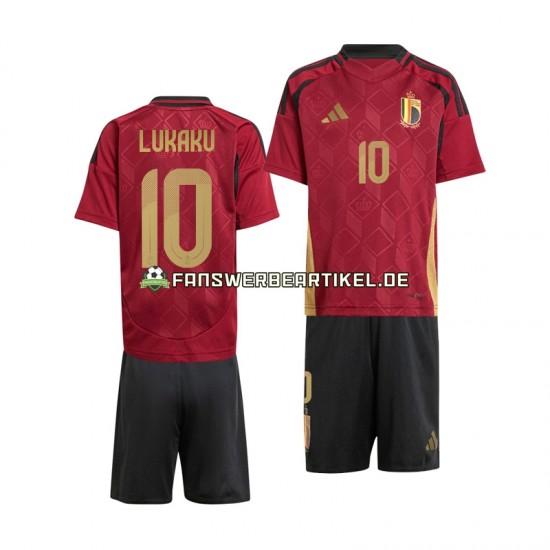 Romelu Lukaku 10 Trikot Belgien Kinder Heimausrüstung Rot Euro 2024 Kurzarm