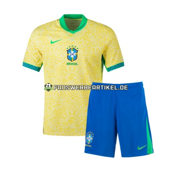 Copa America Trikot Brasilien Kinder Heimausrüstung 2024 Kurzarm