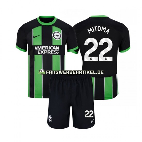 Mitoma 22 Trikot Brighton Hove Albion Kinder Auswärtsausrüstung 2023-2024 Kurzarm