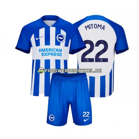 Mitoma 22 Trikot Brighton Hove Albion Kinder Heimausrüstung 2023-2024 Kurzarm