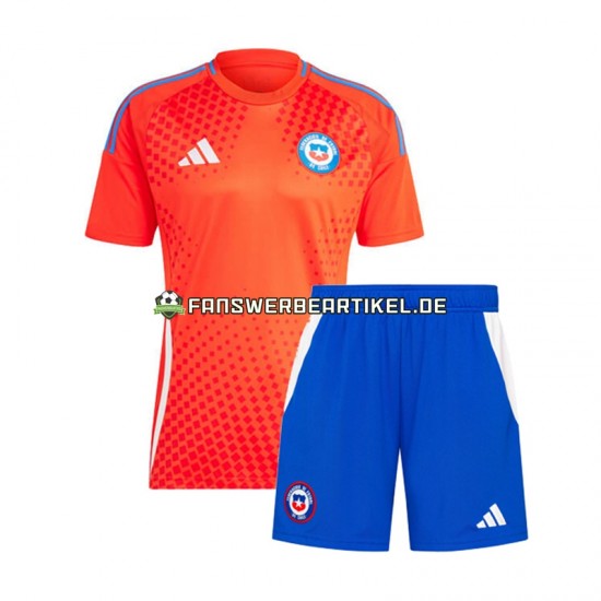 Copa America Trikot Chile Kinder Auswärtsausrüstung Weiß 2024 Kurzarm