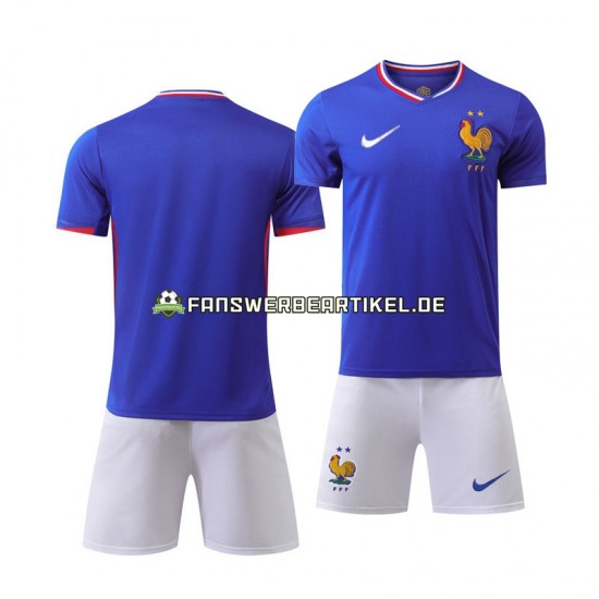 Trikot Frankreich Kinder Heimausrüstung Blau Euro 2024 Kurzarm