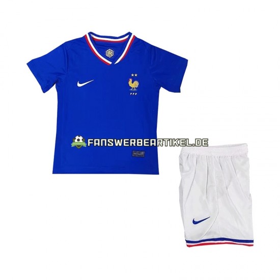 Trikot Frankreich Kinder Heimausrüstung Blau Euro 2024 Kurzarm