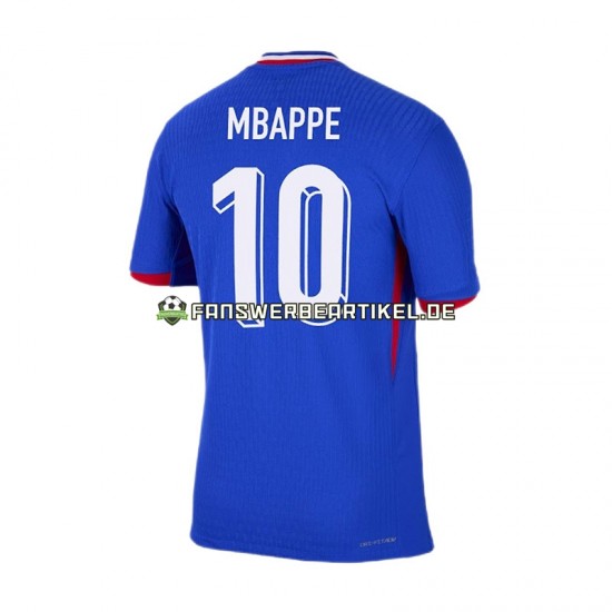 Kylian Mbappe 10 Trikot Frankreich Herren Heimausrüstung Blau Euro 2024 Kurzarm