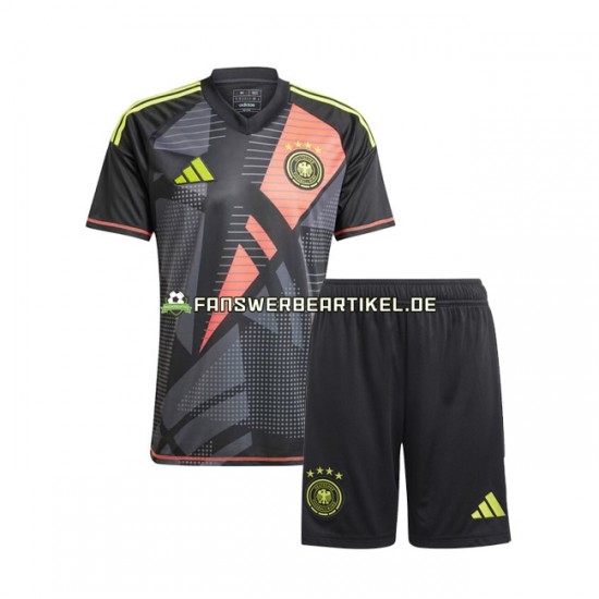 Torwart Trikot Deutschland Kinder Heimausrüstung Schwarz Euro 2024 Kurzarm