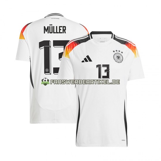 Thomas Muller 13 Trikot Deutschland Herren Heimausrüstung Weiß Euro 2024 Kurzarm