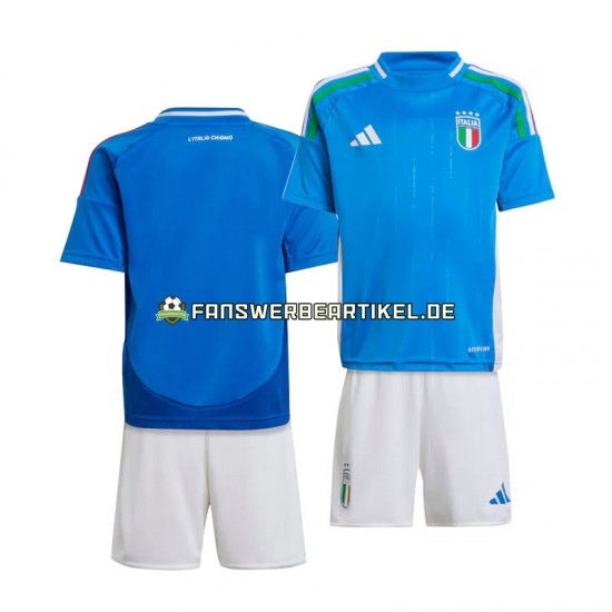 Trikot Italien Kinder Heimausrüstung Blau Euro 2024 Kurzarm