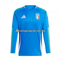 Trikot Italien Herren Heimausrüstung Blau Euro 2024 Langarm