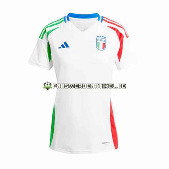 Trikot Italien Dame Auswärtsausrüstung Weiß Euro 2024 Kurzarm