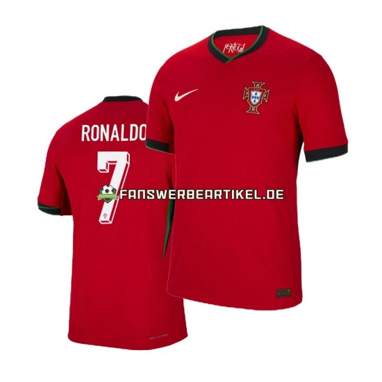 Cristiano Ronaldo 7 Trikot Portugal Herren Heimausrüstung Rot Euro 2024 Kurzarm