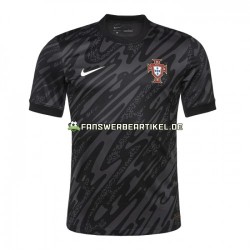 Torwart Trikot Portugal Herren Auswärtsausrüstung Schwarz Euro 2024 Kurzarm
