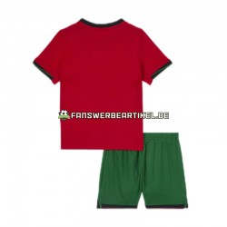 Trikot Portugal Kinder Heimausrüstung Rot Euro 2024 Kurzarm