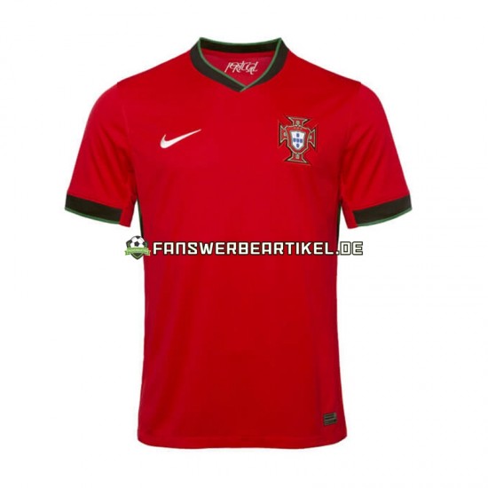 Trikot Portugal Herren Heimausrüstung Rot Euro 2024 Kurzarm
