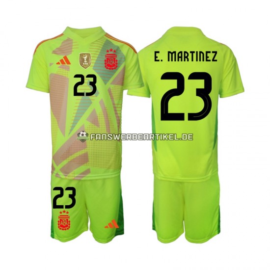 Emiliano Martinez 23 Torwart Trikot Argentinien Kinder Auswärtsausrüstung 2024 Kurzarm