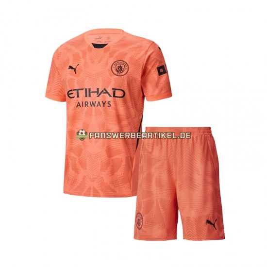 Torwart Trikot Manchester City Kinder Auswärtsausrüstung 2024-2025 Kurzarm