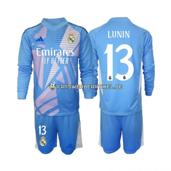 Andriy Lunin 13 Torwart Trikot Real Madrid Kinder Heimausrüstung 2024-2025 Langarm