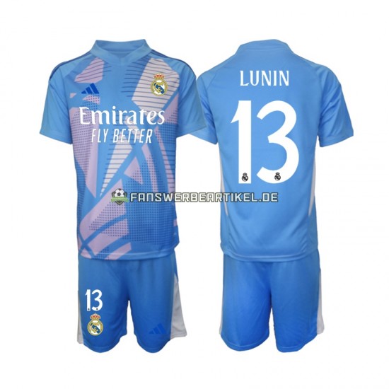 Andriy Lunin 13 Torwart Trikot Real Madrid Kinder Heimausrüstung 2024-2025 Kurzarm