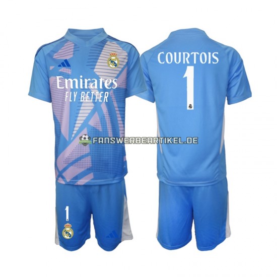 Thibaut Courtois 1 Torwart Trikot Real Madrid Kinder Heimausrüstung 2024-2025 Kurzarm