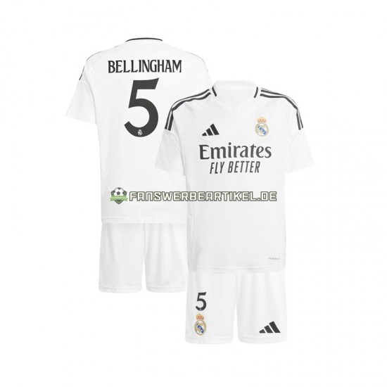 Jude Bellingham 5 Trikot Real Madrid Kinder Heimausrüstung Weiß 2024-2025 Kurzarm