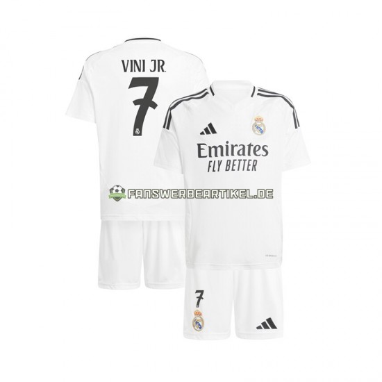 Vinicius Junior 7 Trikot Real Madrid Kinder Heimausrüstung Weiß 2024-2025 Kurzarm