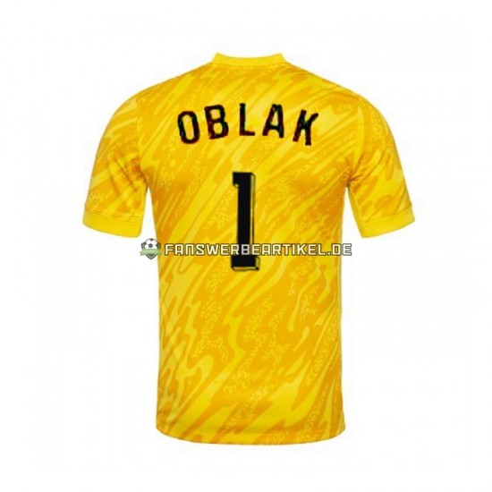 Jan Oblak 1 Torwart Trikot Slowenien Herren Heimausrüstung Gelb Euro 2024 Kurzarm