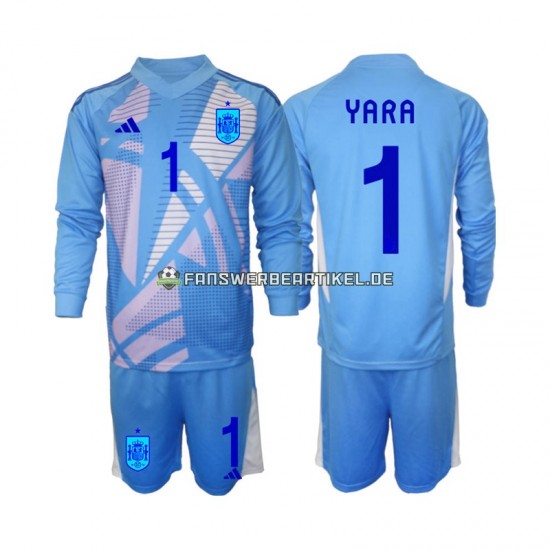 David Raya 1 Torwart Trikot Spanien Kinder Heimausrüstung Euro 2024 Langarm