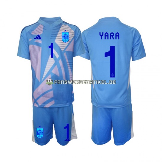 David Raya 1 Torwart Trikot Spanien Kinder Heimausrüstung Euro 2024 Kurzarm