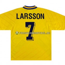 Henrik Larsson 7 Retro Trikot Schweden Herren Heimausrüstung 1994 Kurzarm