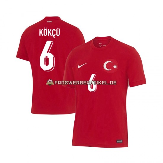 Orkun Kokcu 6 Trikot Türkei Herren Auswärtsausrüstung Euro 2024 Kurzarm