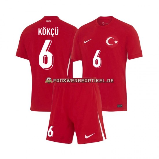 Orkun Kokcu 6 Trikot Türkei Kinder Auswärtsausrüstung Euro 2024 Kurzarm