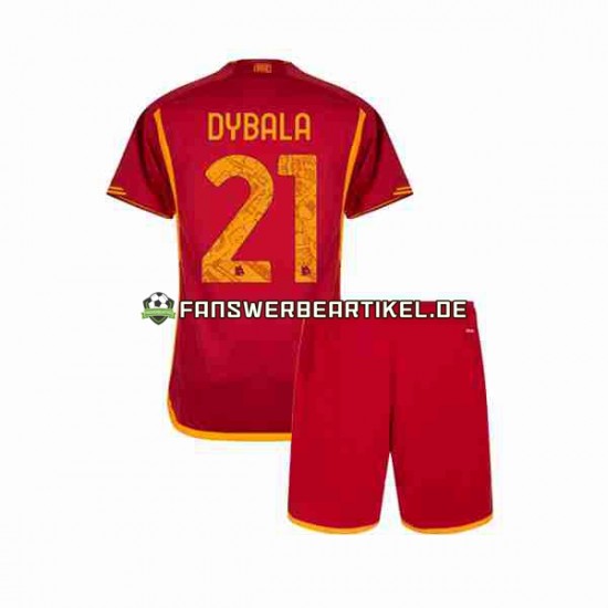 Paulo Dybala 21 Trikot AS Rom Kinder Heimausrüstung 2023-2024 Kurzarm